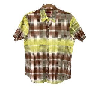 Envelop Jim Smith Button Front Shirt Mens Size Small S Cotton Short Sleeve Green